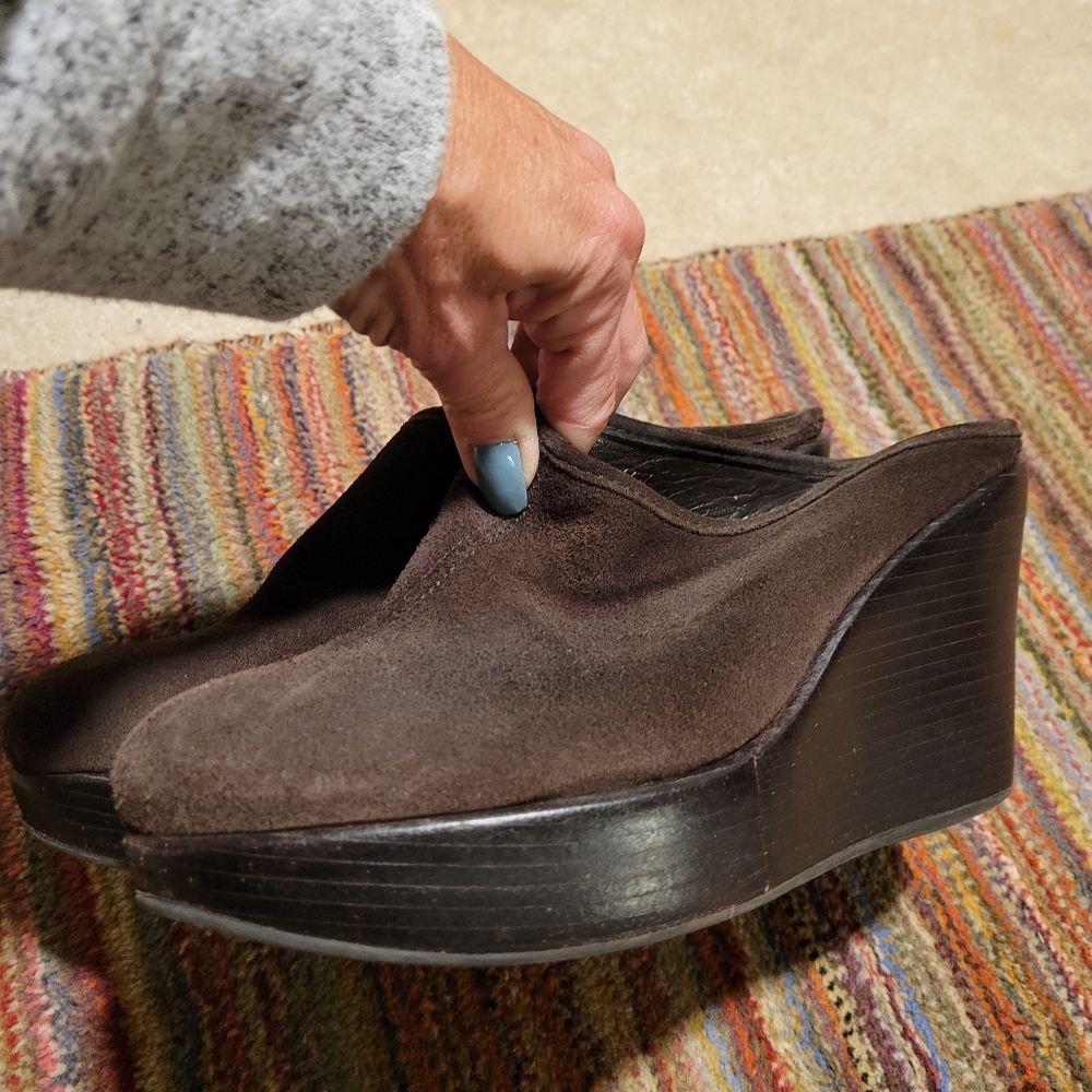 Arezzo chocolate suede platforms